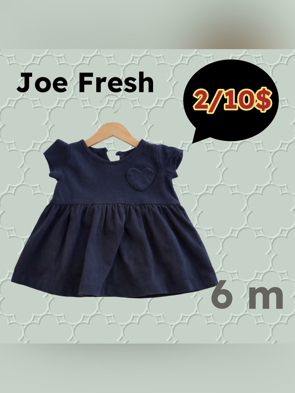 🌈 2/10$ 🇨🇦👍GUC JOE FRESH | 6m | Casual Navy Baby dress with heart